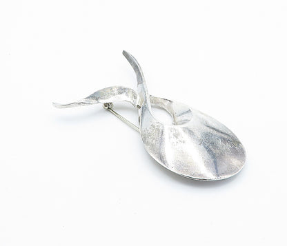 AYSE 925 Sterling Silver  Vintage Shiny Modernist Design Brooch Pin  BP2948