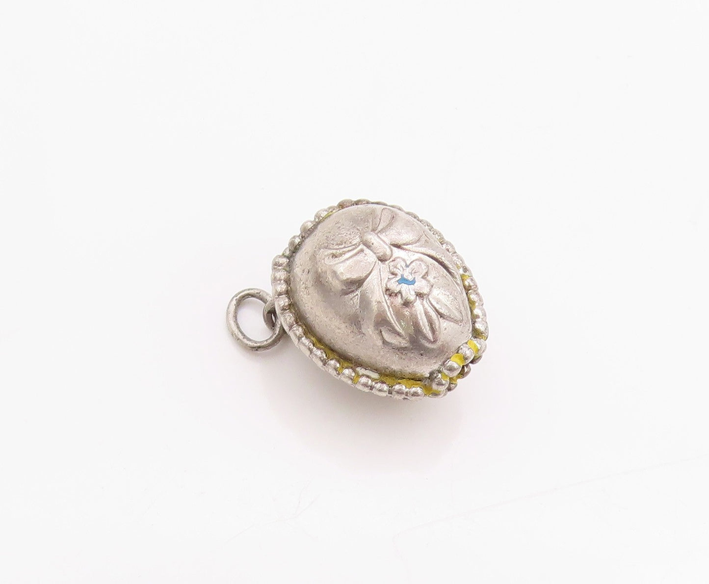 925 Sterling Silver Vintage Pendant Antique Floral Bow Carved Charm PT24471