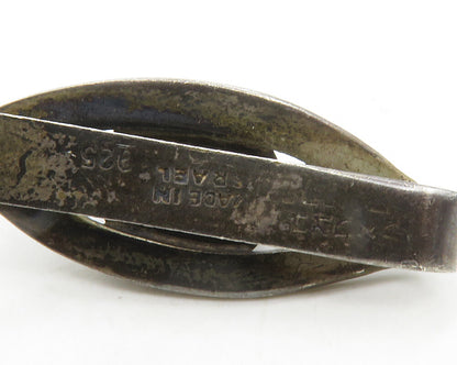 ISRAEL 925 Sterling Silver  Vintage Cabochon Cut Agate Tie Clip  TR2336