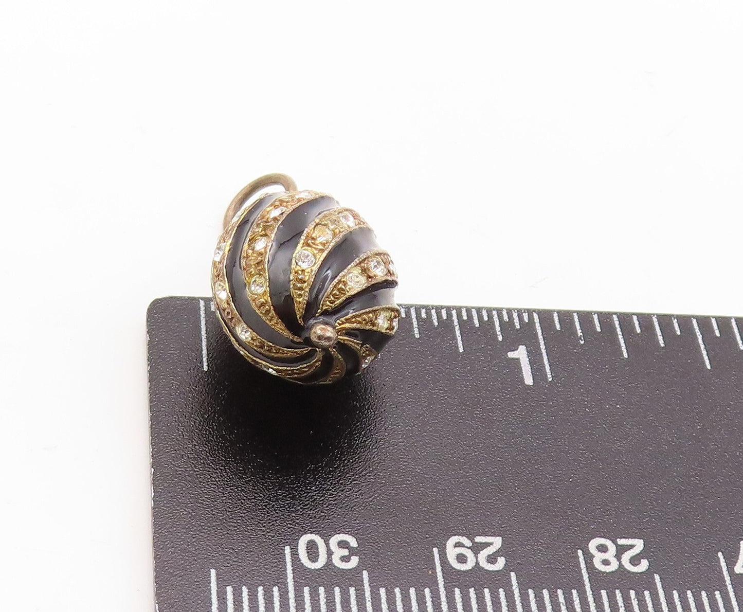 925 Sterling Silver Vintage Pendant Gold Plated Enameled CZ Inlay  PT23600