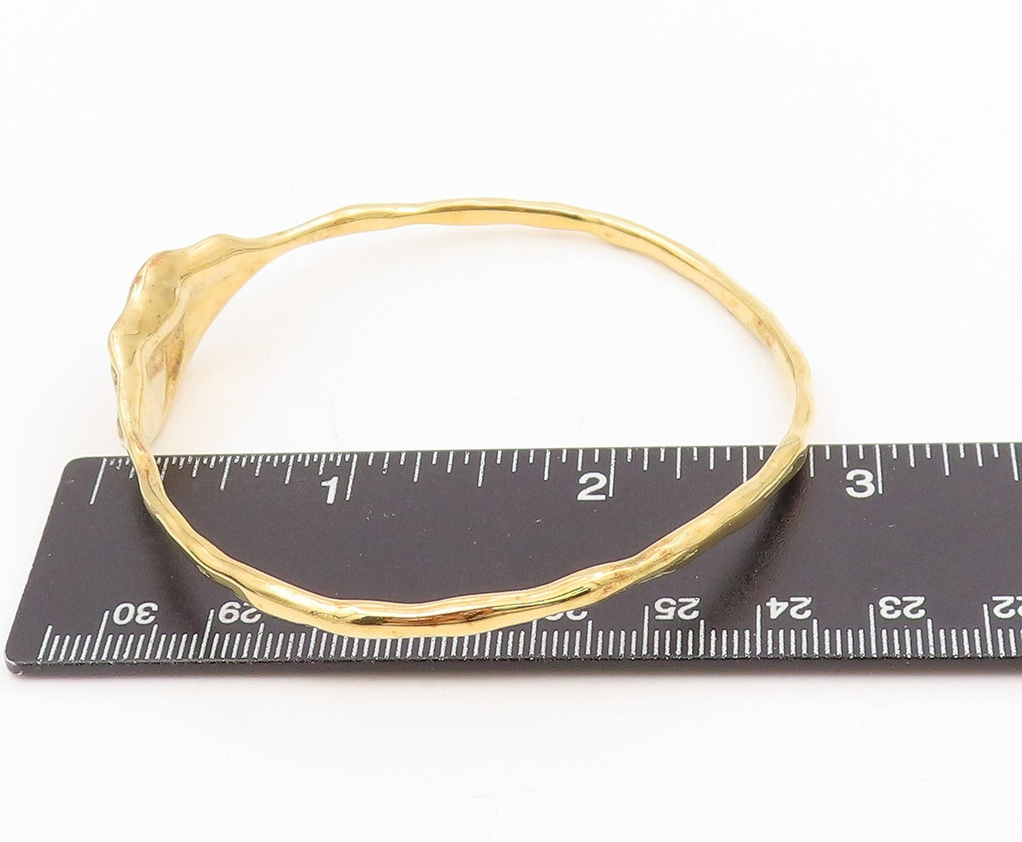 925 Sterling Silver Vintage Bracelet Gold Plated Abstract Leaf Bangle  BT11596
