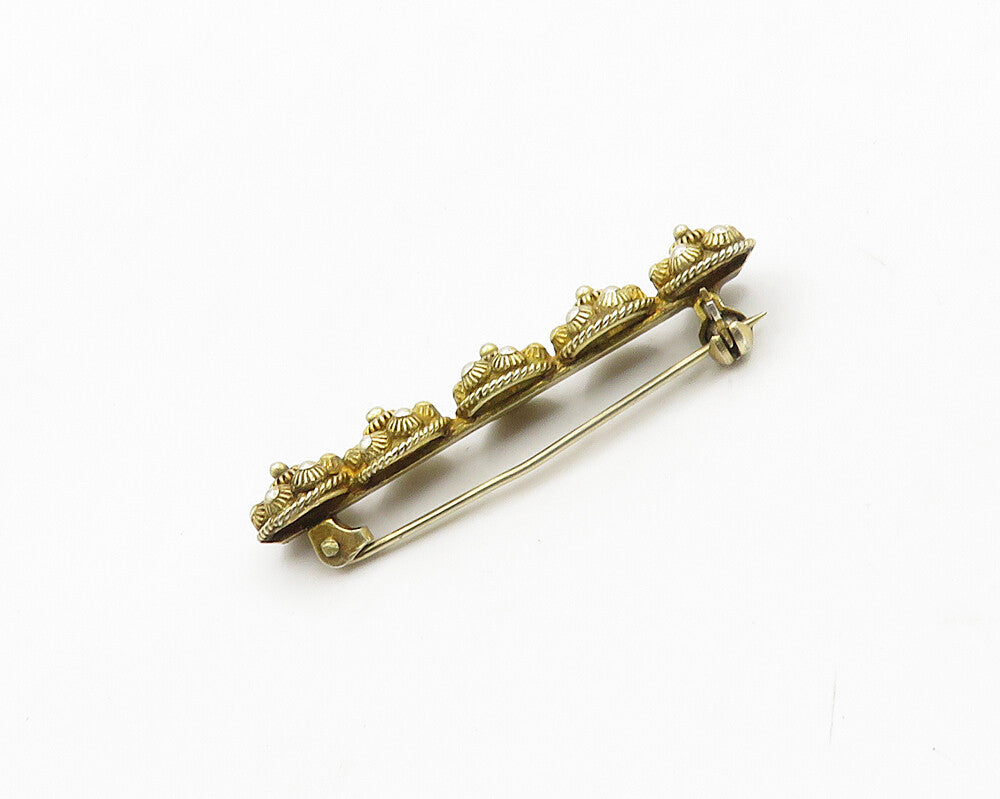 925 Sterling Silver  Vintage Wire Twist Floral Motif Bar Brooch Pin  BP7592