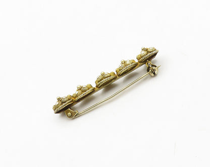 925 Sterling Silver  Vintage Wire Twist Floral Motif Bar Brooch Pin  BP7592