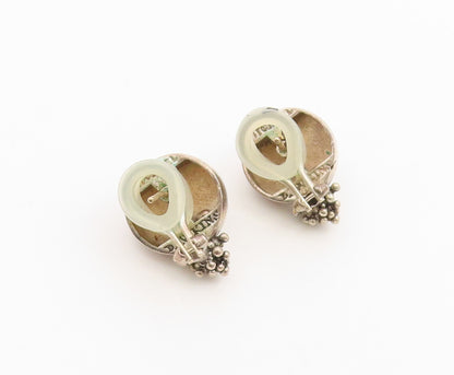 925 Sterling Silver Vintage Earrings MICHAEL DAWKINS Chalcedony Beads  EG14491