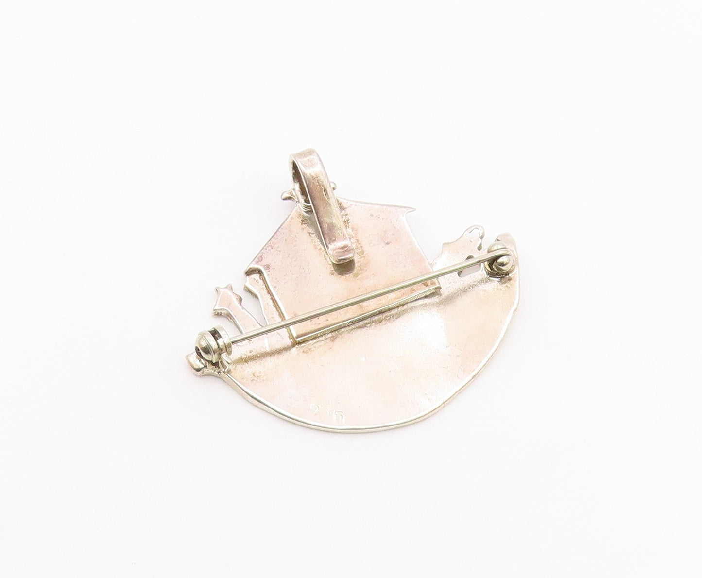 925 Sterling Silver  Vintage Noah's Arc Theme Religious Brooch Pin  BP7604