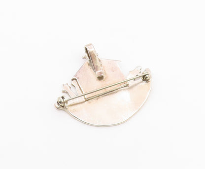 925 Sterling Silver  Vintage Noah's Arc Theme Religious Brooch Pin  BP7604