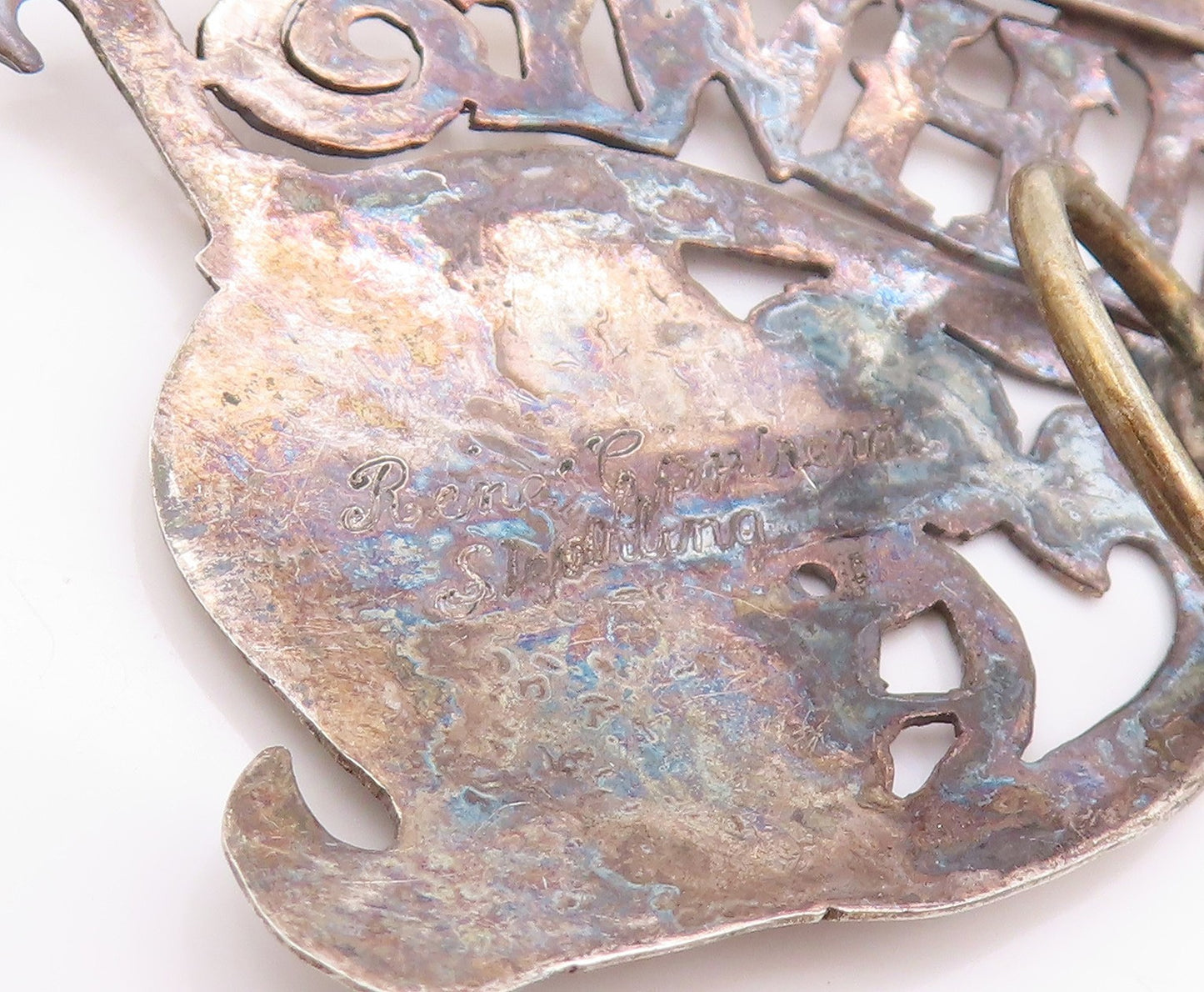 925 Sterling Silver Vintage Pendant Dark Tone Southwest Gilded Cannon  PT25136