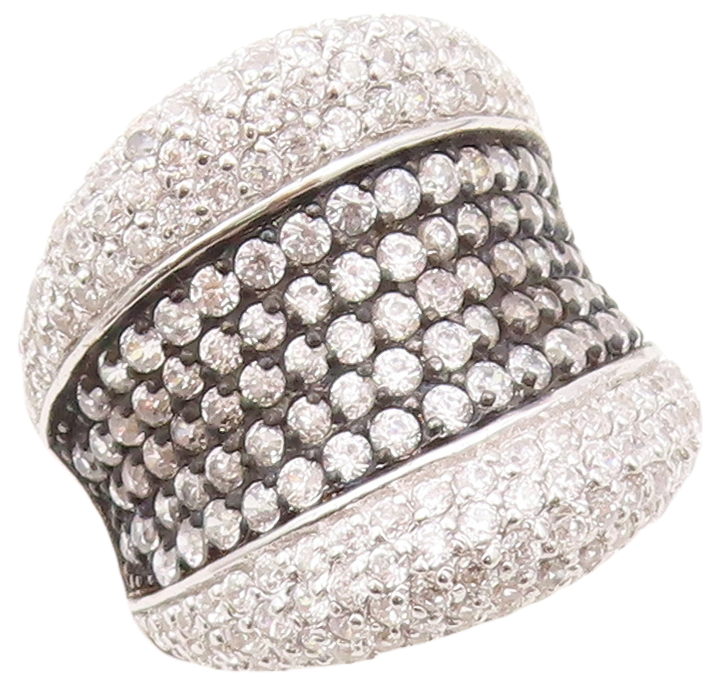 925 Sterling Silver Vintage Ring Designer Large CZ Inlay  Sz 8  RG30769