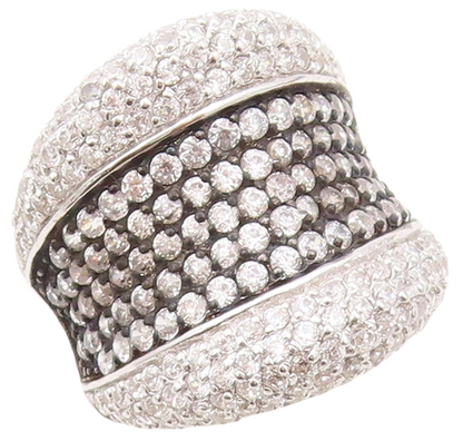 925 Sterling Silver Vintage Ring Designer Large CZ Inlay  Sz 8  RG30769