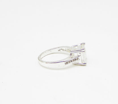 925 Sterling Silver  Faceted White Cubic Zirconia Band Ring Sz 5  RG3130