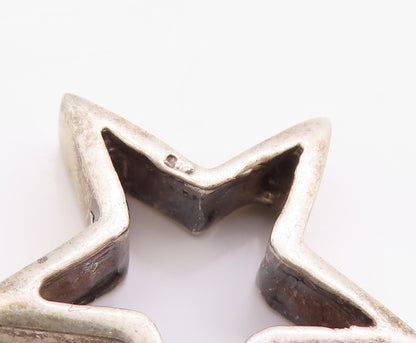 925 Sterling Silver Vintage Pendant Open Origami Star Cut Out Design  PT24996