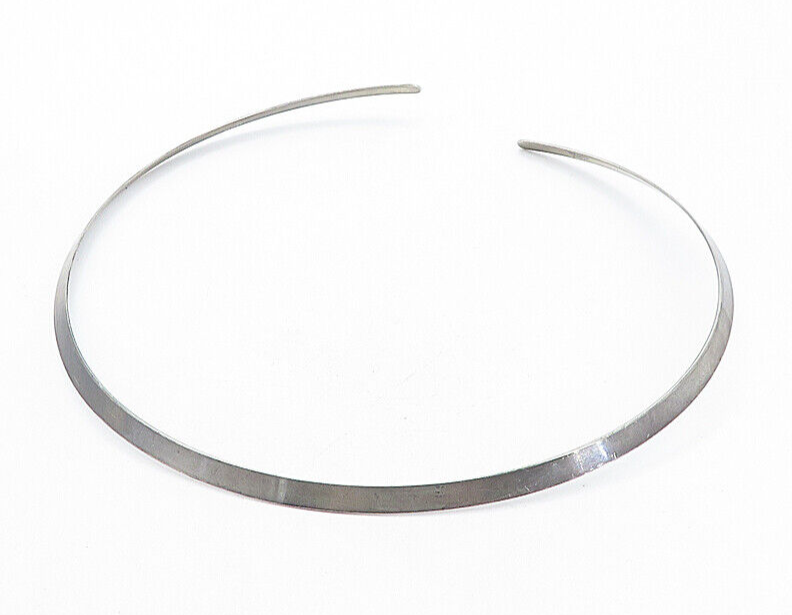 ED LEVIN 925 Sterling Silver  Vintage Smooth Minimalist Collar Necklace NE1508