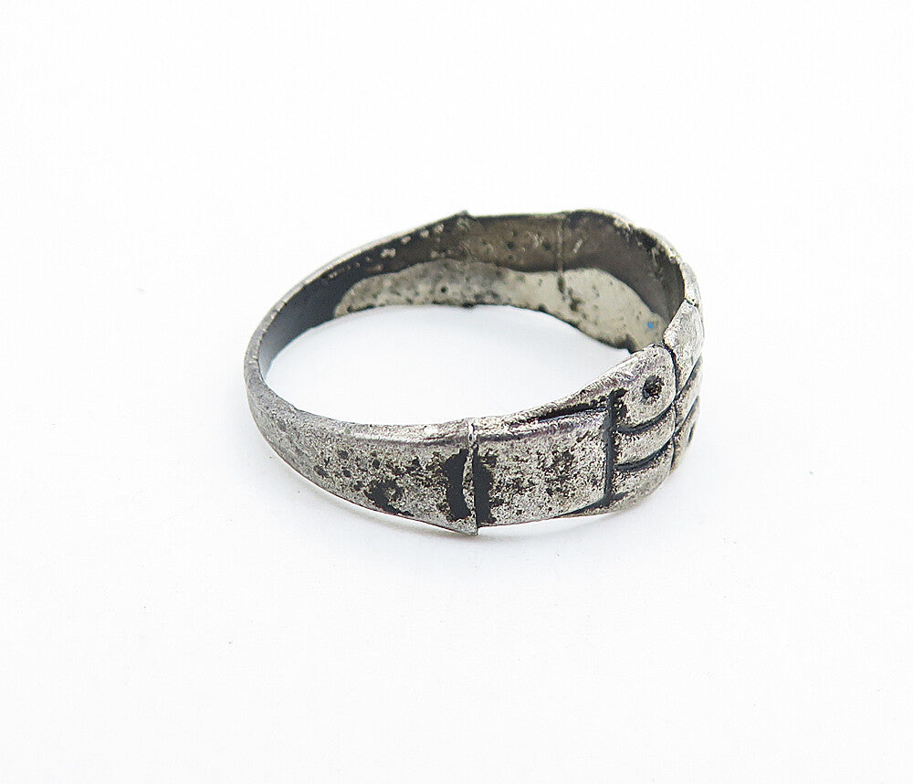 925 Sterling Silver  Vintage Antique Etched Wavy Design Band Ring Sz 7  RG6252