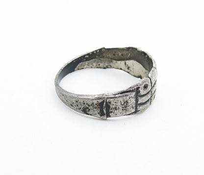 925 Sterling Silver  Vintage Antique Etched Wavy Design Band Ring Sz 7  RG6252