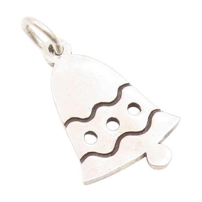 925 Sterling Silver  Vintage Shiny Cutout Bell Drop Pendant  PT17387