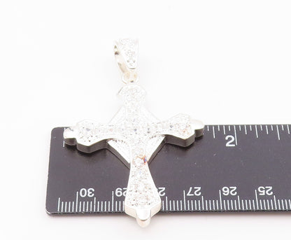 925 Sterling Silver  Vintage Cubic Zirconia Religious Cross Pendant  PT16334