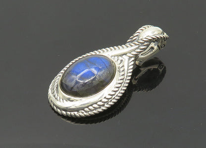 CAROLYN POLLACK 925 Silver  Vintage Cabochon Cut Labradorite Pendant  PT16168