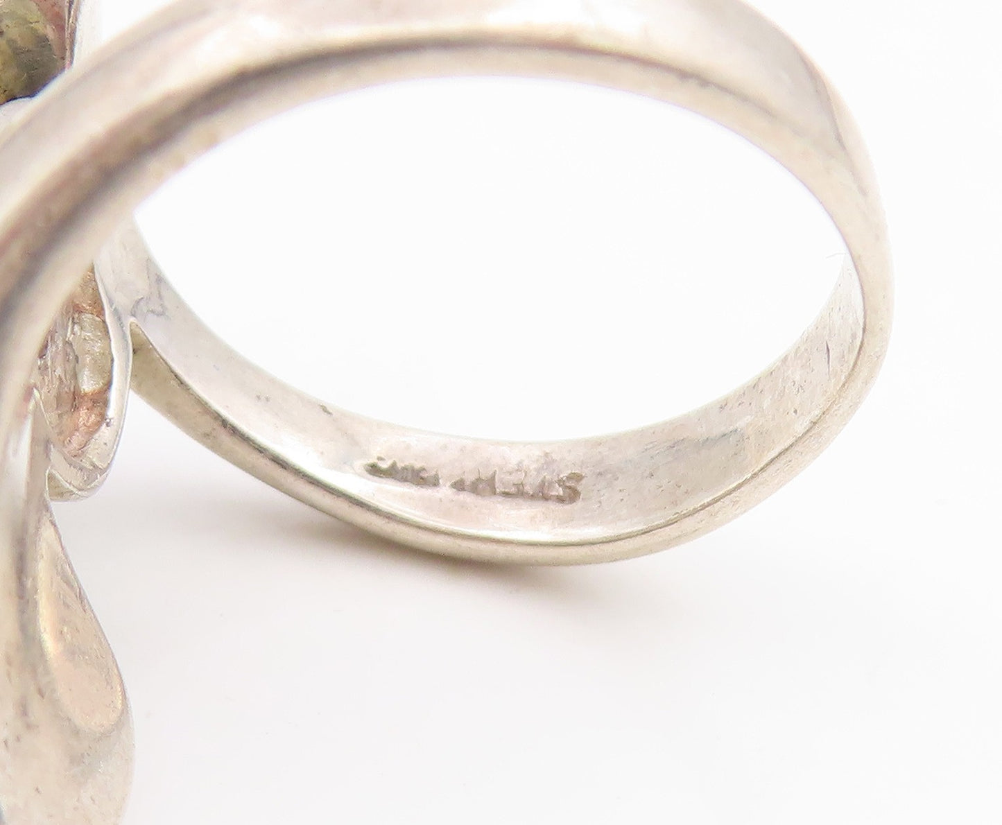 925 Sterling Silver Vintage Ring Classic CZ Glass Bubble Bypass  Sz 7.5  RG34924