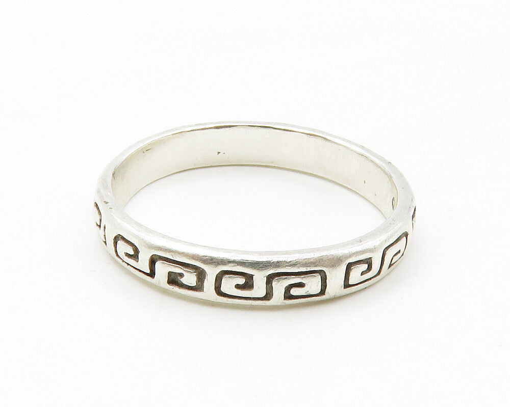 CAROLYN POLLACK 925 Silver  Vintage Greek Key Pattern Band Ring Sz 6  RG14277