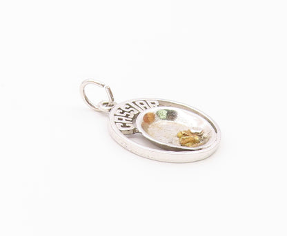 925 Sterling Silver  Vintage Two Tone Cassiar Cutout Plate Pendant  PT21842