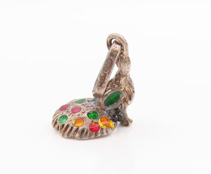 925 Sterling Silver Vintage Pendant Enameled 3D Carved Peacock Charm  PT24426