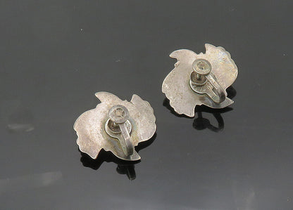 MEXICO 925 Sterling Silver Vintage Antique Amethyst Non Pierce Earrings  EG10170