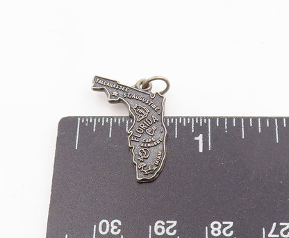 925 Sterling Silver Vintage Pendant Florida State With City Engravings  PT25391