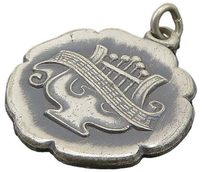 925 Sterling Silver  Vintage Antique Oxidized Musical Motif Pendant  PT17051