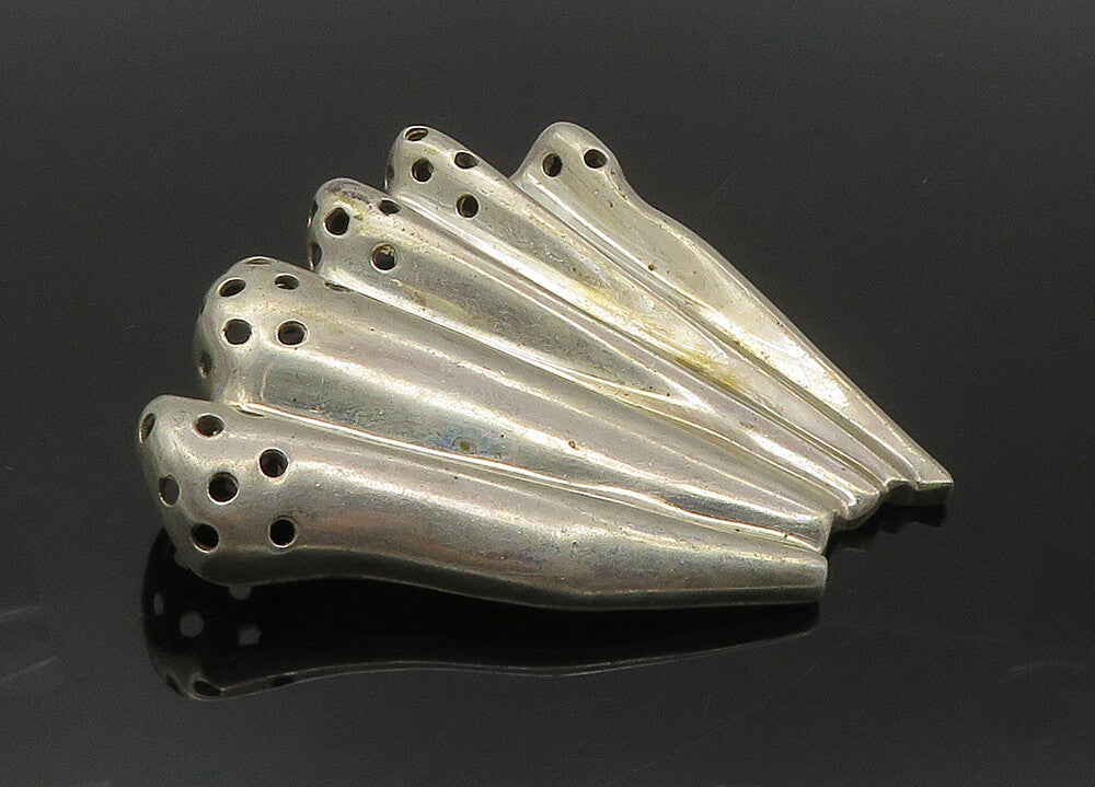 N&R 925 Sterling Silver  Vintage Modernist Cutout Fan Design Brooch Pin BP4146