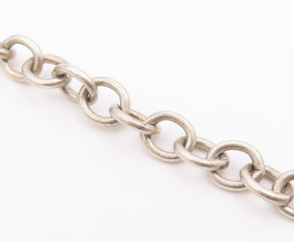 925 Sterling Silver  Vintage Beach Day Charm Round Link Chain Bracelet  BT3772