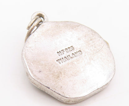925 Sterling Silver Vintage Pendant Engraved Namaste Lotus Flower Charm  PT25386