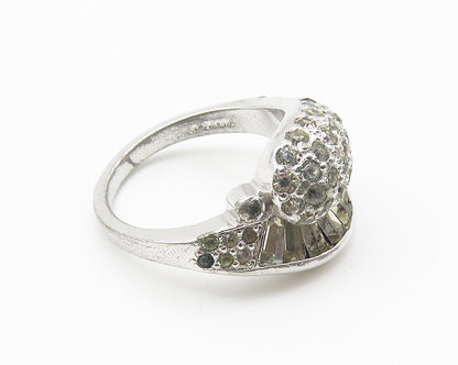 925 Sterling Silver  Vintage Cubic Zirconia Bypass Band Ring Sz 6  RG10281