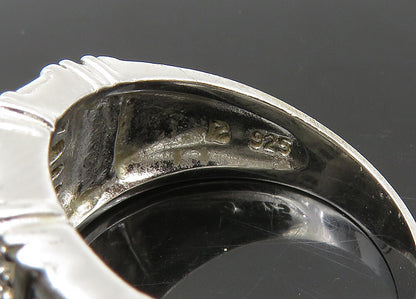 925 Sterling Silver  Vintage Shiny Pattern Tapered Band Ring Sz 7  RG22117