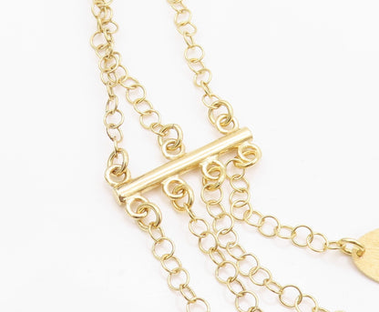 925 Sterling Silver Vintage Necklace Gold Plated Multi Cutout Designer  NE4506