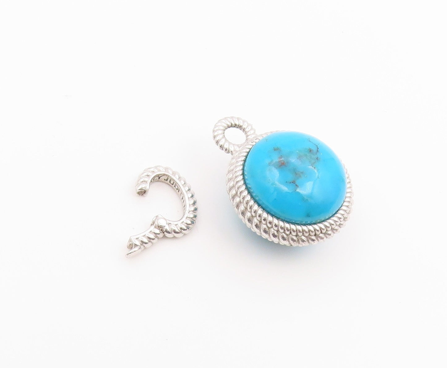 925 Sterling Silver Vintage Pendant JUDITH RIPKA Cabochon Turquoise Orb  PT26589