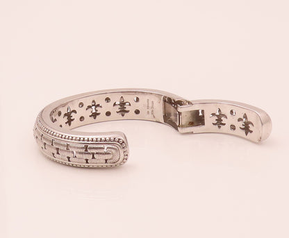 JUDITH RIPKA 925 Sterling Silver Vintage CZ Panther Link Hinged Bracelet BT9841