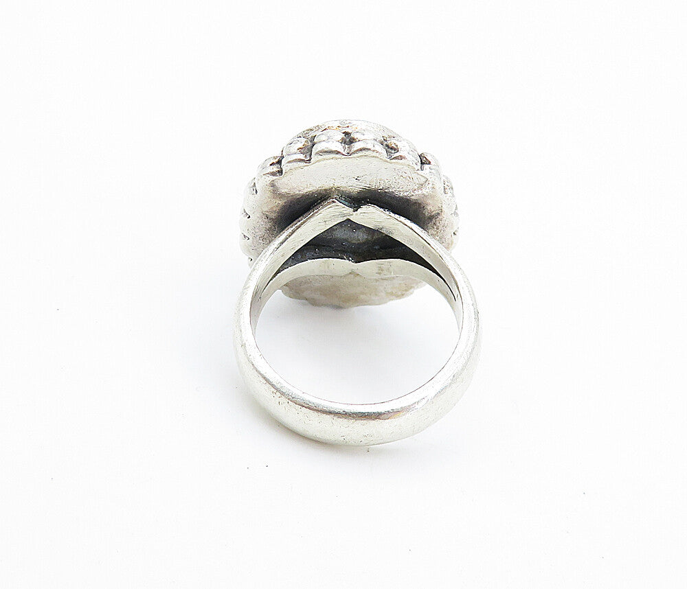 925 Sterling Silver  Vintage Turquoise Bubble Cocktail Ring Sz 6.5  RG7553