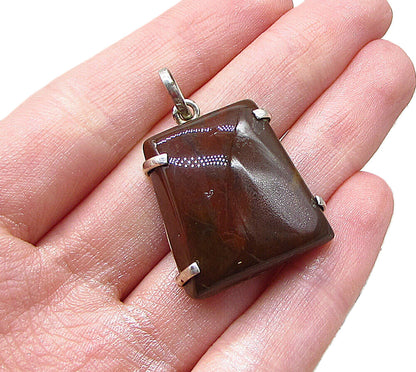 925 Sterling Silver  Vintage Cabochon Cut Jasper Drop Pendant  PT1652
