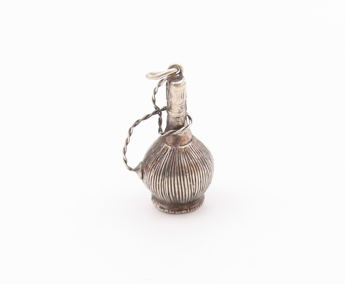 925 Sterling Silver  Vintage Dark Tone Wire Twist Hollow Vase Pendant  PT16509