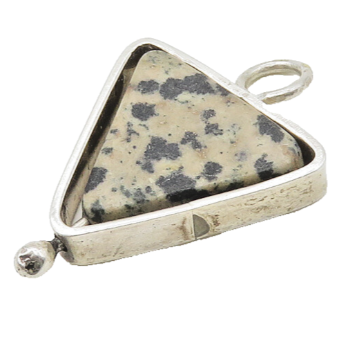 925 Sterling Silver  Vintage Spotted Jasper Triangle Drop Pendant  PT14016