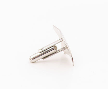 925 Sterling Silver  Vintage Shiny Polished Etched Detail Cuff Links  TR1726