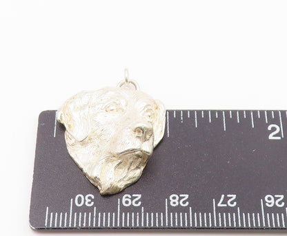925 Sterling Silver  Vintage Shiny Dog's Face Animal Motif Pendant  PT19713