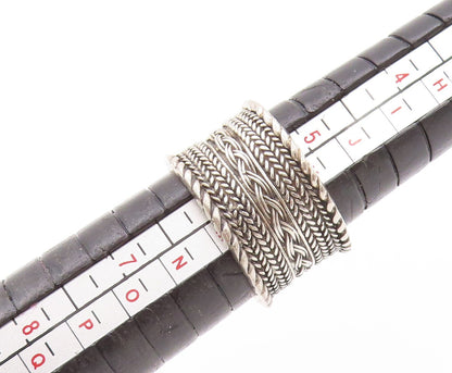 925 Sterling Silver Vintage Ring Designer Breaded Design Etched  Sz 5.5  RG33003