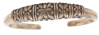 925 Sterling Silver Vintage Bracelet Solid Engraved Floral Design Cuff  BT11804