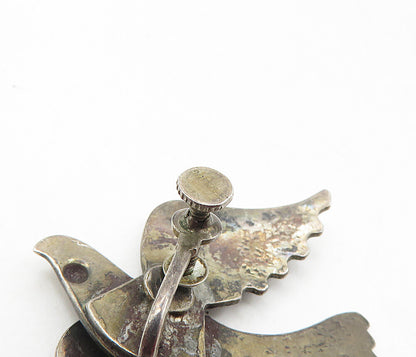 925 Sterling Silver  Vintage Oxidized Bird Motif Non Pierce Earrings  EG4726