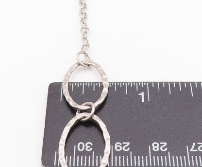 925 Sterling Silver Vintage Necklace Antique Oval Rings Linked Chain  NE4583