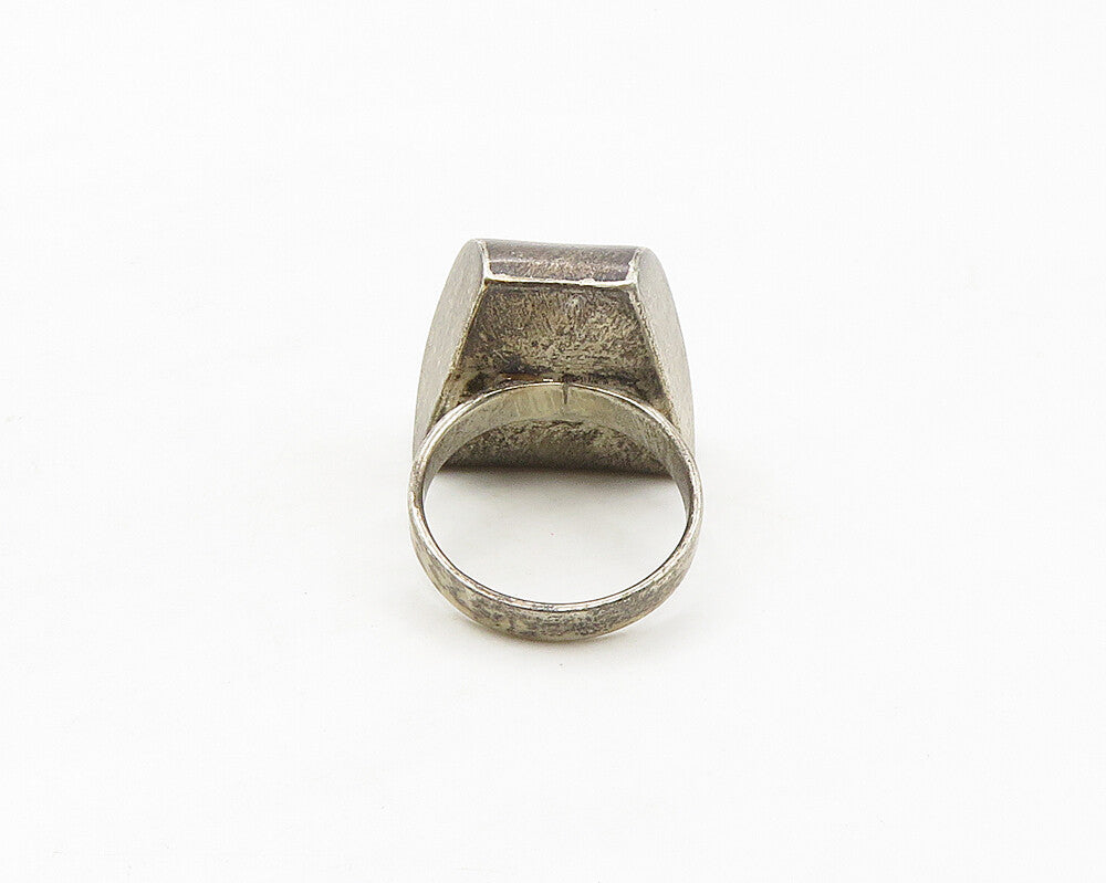 DESIGNER 925 Silver Vintage Dark Tone Hollow Smooth Band Ring Sz 7  RG17410