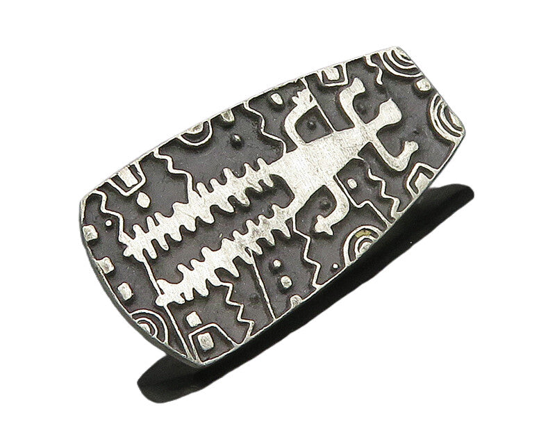 DESIGNER 925 Sterling Silver  Vintage Oxidized Pattern Brooch Pin  BP7150