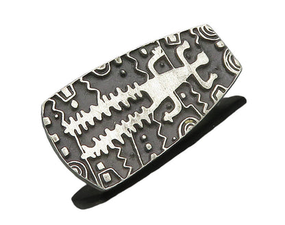 DESIGNER 925 Sterling Silver  Vintage Oxidized Pattern Brooch Pin  BP7150