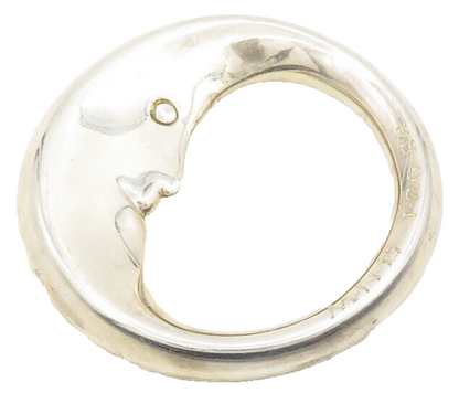 TIFFANY & CO. 925 Silver  Vintage Moon Face Baby Rattle Toy (CHIMES)  TR2559